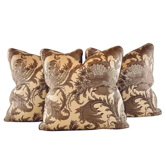 Designer Vicki Payne Free Spirit Crewel Brown & Taupe Block Print Botanical Floral Leaf Fabric- Sample For Sale In Jacksonville, FL - Image 6 of 6