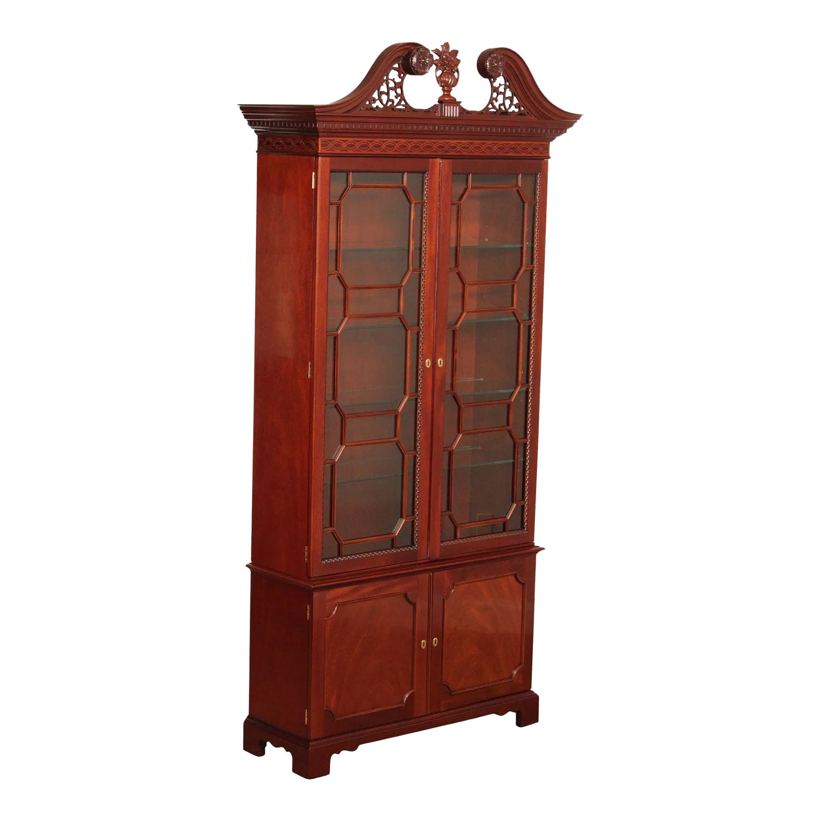 Kindel Style Mahogany Glass Door Bookcase Display