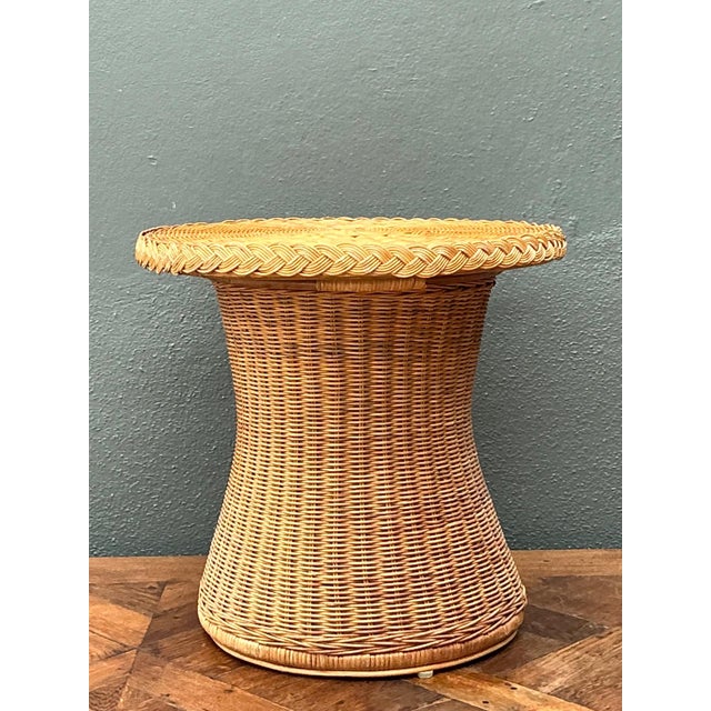 Vintage Braided Rattan Accent Table For Sale - Image 16 of 16