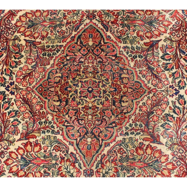 Textile Very Detailed Fine Weave Antique Persian Sarouk Feraghan in Ivory Background For Sale - Image 7 of 10