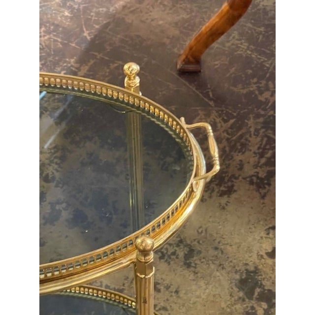 Transitional Nice Quality Vintage French Brass Bar Cart For Sale - Image 3 of 8