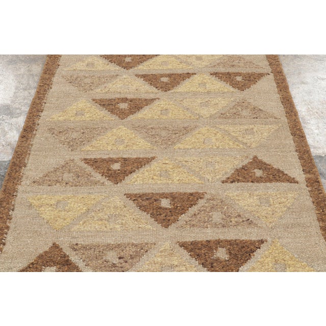 Rug & Kilim Contemporary Scandinavian Style Brown Geometric Wool Rug by Rug & Kilim, India For Sale - Image 4 of 9