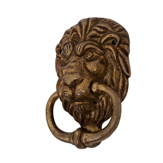 Metal Dutch Bronze Lions Head Door Knocker, 1920s For Sale - Image 7 of 9