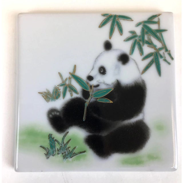 Ceramic Set of 4 Porcelain Panda Bear Coasters For Sale - Image 7 of 13