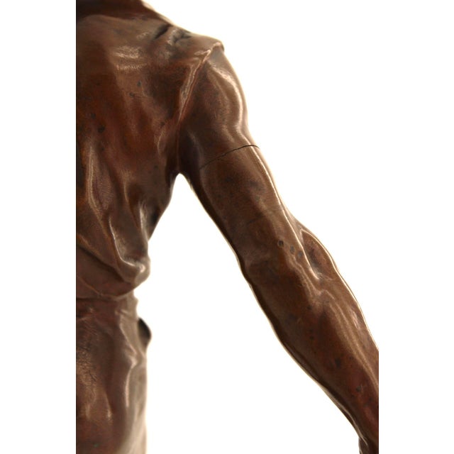 Brown Antique French Bronze Sculpture, the Sower by Jean Gautherin, 13.25" Tall For Sale - Image 8 of 8