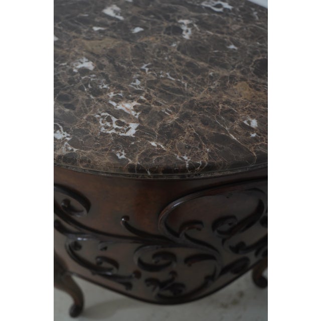 Henredon Chestnut Finish Demilune Marble Top Sideboard For Sale - Image 9 of 18