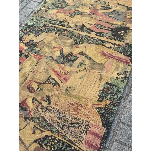 Vintage French Screen Printed by Hand Tapestry Vendanges, 1970s For Sale - Image 15 of 18