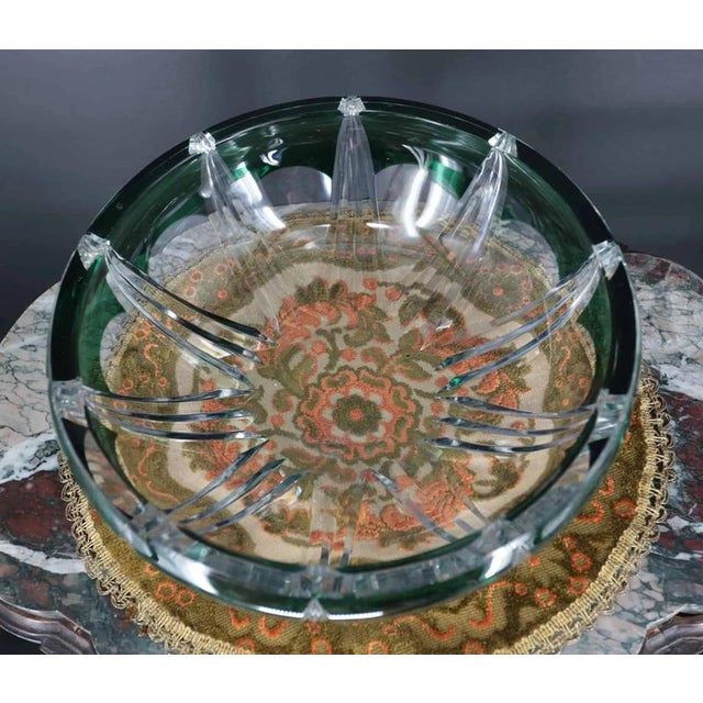 Heavy and large lead crystal bowl from the Belgian glassworks Val Sint Lambert. The bowl is marked on the underside of the...