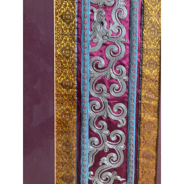 Asian Antique Vintage Silver Embroidery Textile For Sale - Image 3 of 7