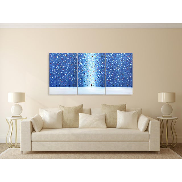 Night Out - Figurative Blue Textured Impasto Oil Painting on Canvas Original 3-Panel Artwork by Ekaterina Ermilkina For Sale - Image 10 of 10