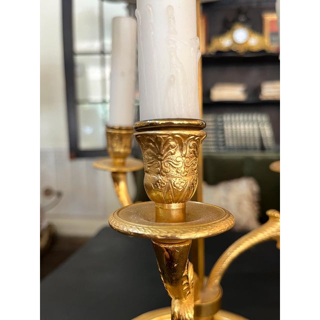 Late 19th Century French Empire-Style Gilt Brass Candelabrum Lamp For Sale - Image 5 of 7