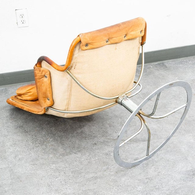 1960s Mid Century Danish Modern Lounge Chair Attributed Dux Bruno Mathsson Jetson Brown Leather For Sale - Image 5 of 12