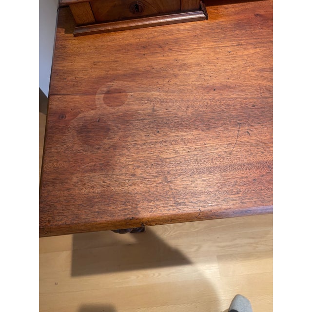 19th Century Antique French Writing Desk With Unusual Velvet Footrest For Sale - Image 14 of 17