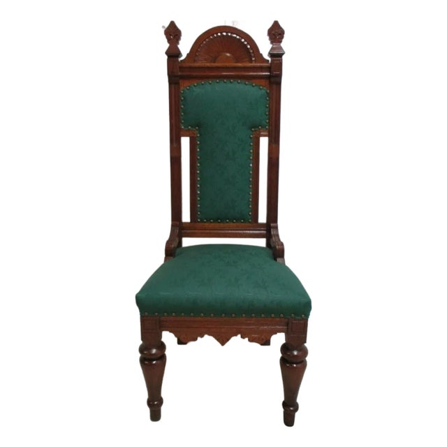 Antique Victorian Throne Chair Carved Oak Church Chapel Masonic A For Sale