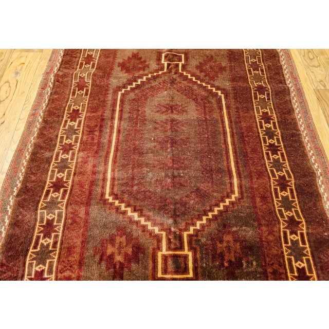 Antique Baluch Tribal Area Rug, Handwoven Wool Pile, Geometric Design For Sale - Image 10 of 15