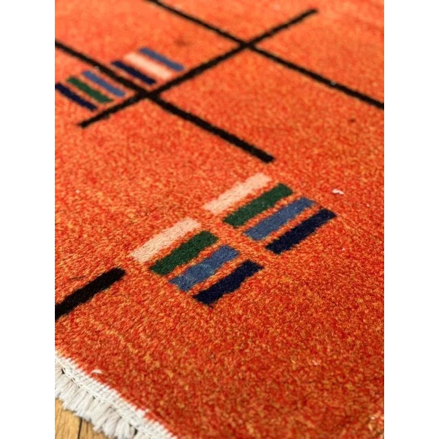 Orange-Colored Rug with Futurist Abstract Decorative Motifs by Zeki Muren, 1970s For Sale - Image 9 of 10