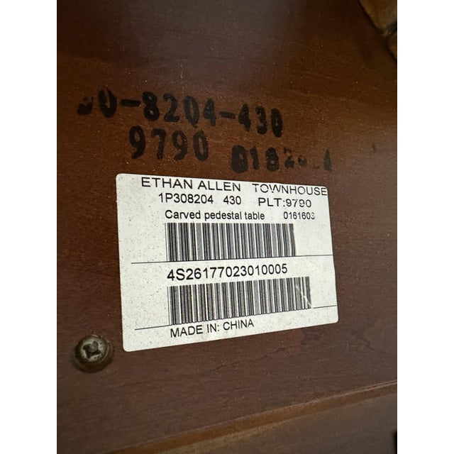 Brown Vintage Ethan Allen Townhouse Carved Pedestal Side Table For Sale - Image 8 of 8
