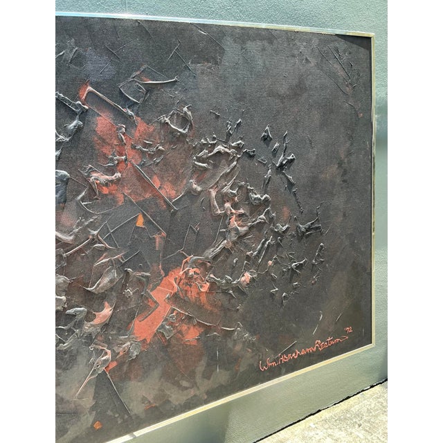 Mid-Century Modern Vintage 1972 Monumental Impasto Abstract Painting on Board For Sale - Image 3 of 12