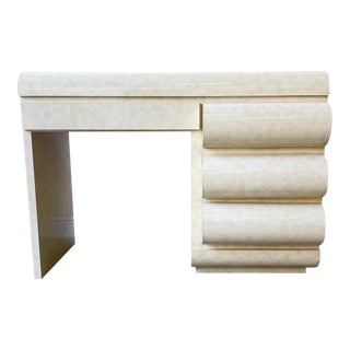 1980s Postmodern Marble Laminate Bullnose Desk Waterfall Style For Sale