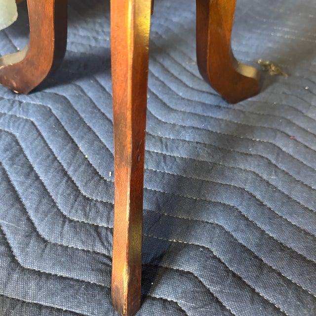 Vintage Hammary Mahogany Cloverleaf Side Table - Mid-Century Tooled Leather Pedestal Accent Table - Plant No. 2 Lenoir Nc For Sale - Image 11 of 11