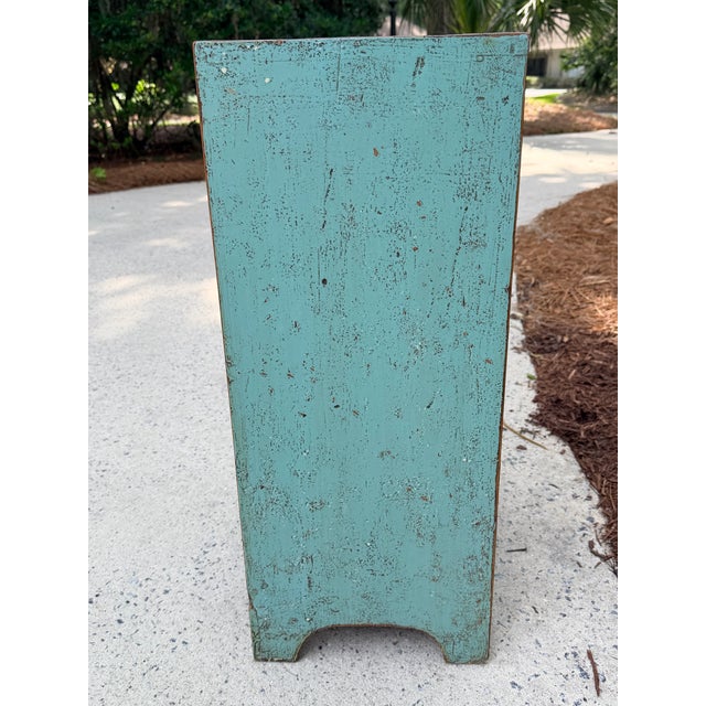 Distressed Turquoise One Drawer Small End Table Nightstand Cabinet For Sale In Savannah - Image 6 of 12