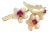 Bird on Branch 14k Gold Ring With Garnets For Sale