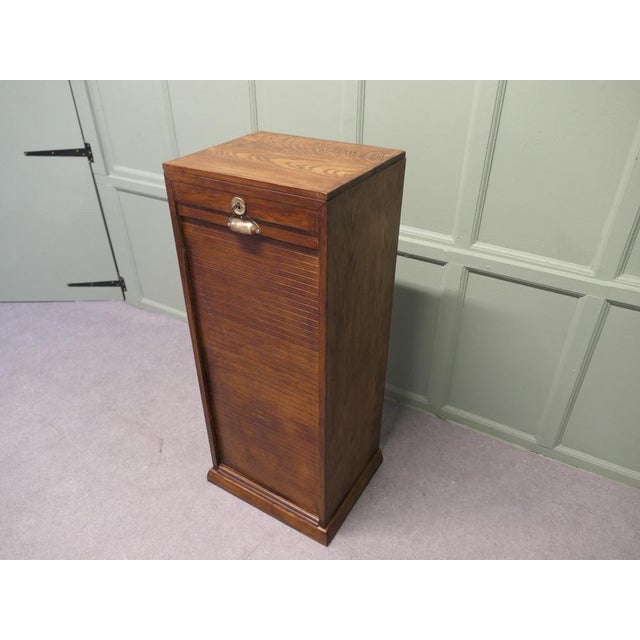 Art Deco Tambour-Fronted Oak Filing Cabinet, 1930 For Sale - Image 3 of 7