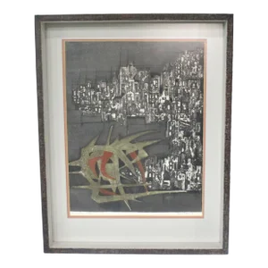 Mid Century Lithograph Signed Ru Van Rossem Dutch Artist 1924-2007