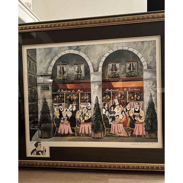 Guy Buffet Artist Proof “La Fontaine De Mars Paris” Limited Edition 38/50 Serigraph Art, 45” Framed, Rare For Sale - Image 4 of 11
