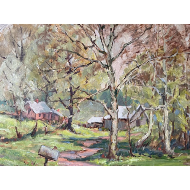 1960's Ruth Kerlin Hibbs Spring Rural Landscape Oil on Canvas Painting, Framed For Sale - Image 9 of 12
