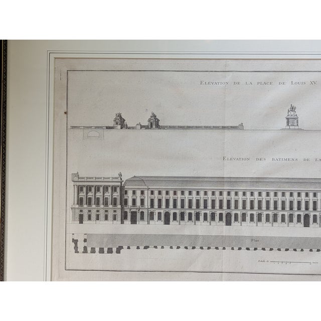 Mid 18th Century Antique 1765 Neoclassical Architectural Engraving, Place Louis XV Paris, by Pierre Patte, Pl. Iv, Framed For Sale - Image 5 of 9