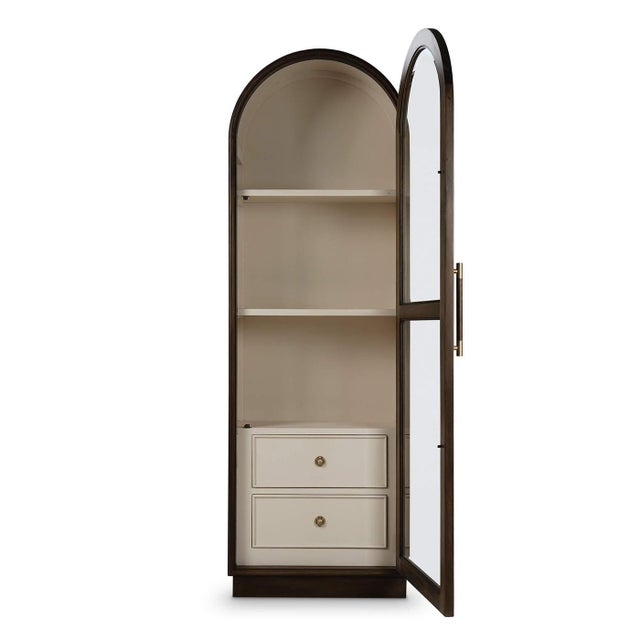 Modern Tall Glass Door Display Cabinet For Sale - Image 3 of 9