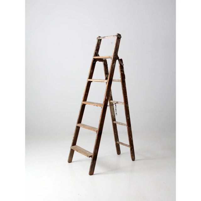 Early 20th Century Antique Wooden Folding Ladder For Sale - Image 5 of 15