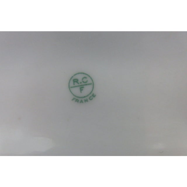 White Limoges Riviere Combe Large Creamer 1930-40s Mint Green Gold Trim Airy Sprays of Florals For Sale - Image 8 of 9