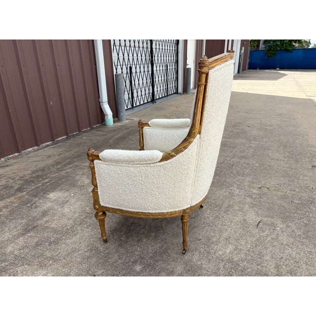 19th Century French Louis XVI Style Giltwood Bergere For Sale - Image 14 of 18