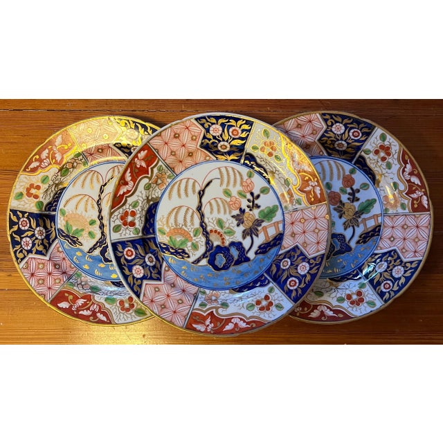 Antique Early 19th C. Coalport Porcelain Imari Dessert Plates in the Rock & Tree Pattern 1805 - Set of 3 For Sale - Image 10 of 10