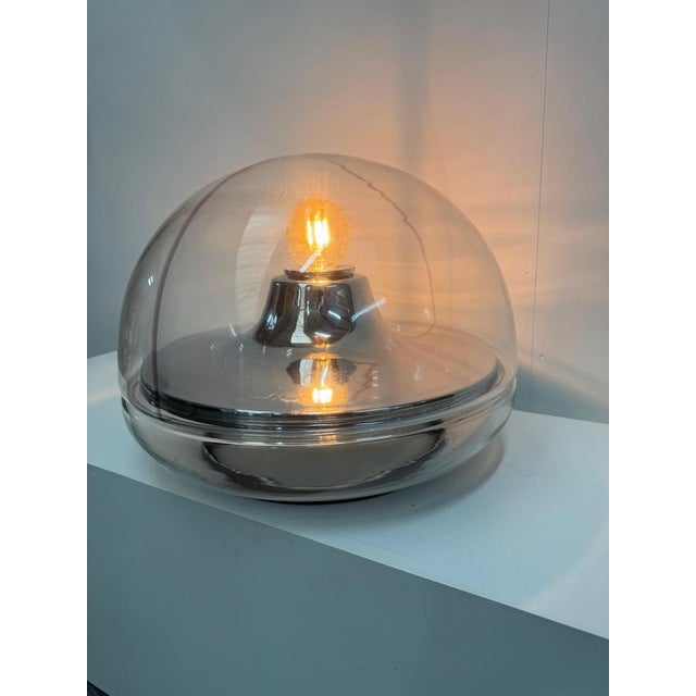 Glass Space Age Glass and Chrome Dome Table Lamp from VeArt, 1970s For Sale - Image 7 of 8