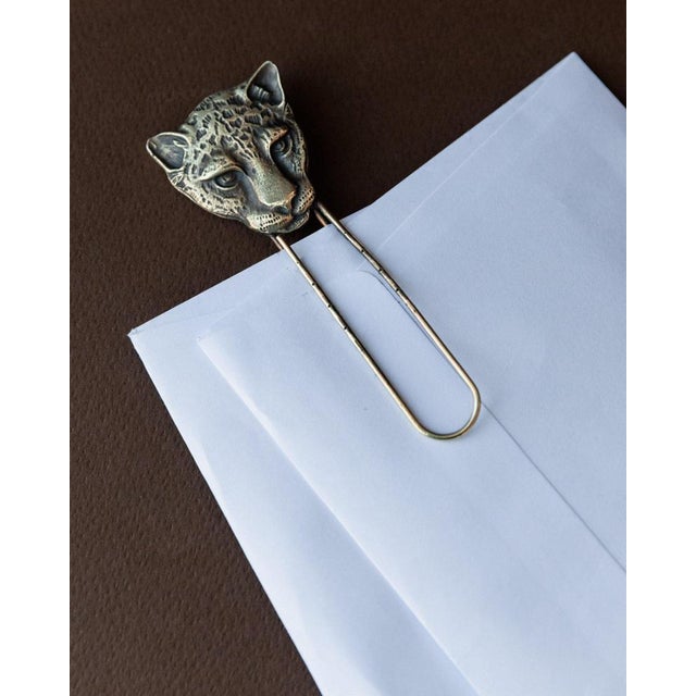 Vintage Brass Cheetah Bookmark, Paper Clip, Jewellery or Letter Clip, Italy, 1980s For Sale - Image 3 of 12