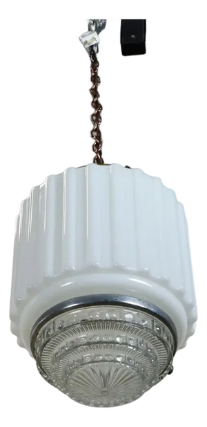 1930s Art Deco Milk Glass Pendant Light #4