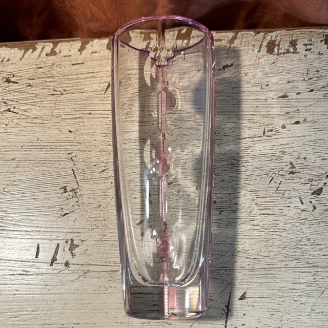 Vintage Art Deco Style Pink Glass Vase For Sale - Image 10 of 12