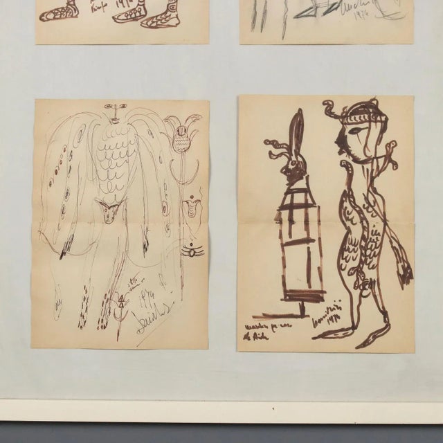 Remo Brindisi, Sketches, Mixed Media on Paper For Sale - Image 6 of 10