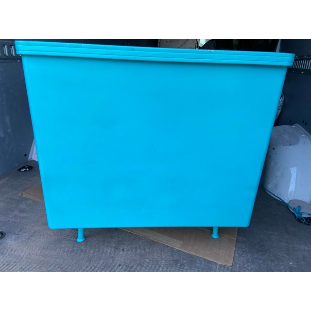 Metal Vintage Mid Century Modern Teachers Metal Tanker Desk For Sale - Image 7 of 12