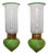 Murano Clear White and Green Glass on Brass Wall Lights, 1930s, Set of 2 For Sale