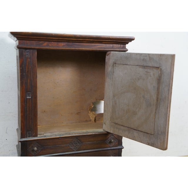 Antique Oak Salesman Sample Mirrored Dollhouse Armoire Wardrobe Cabinet 16" For Sale - Image 6 of 17
