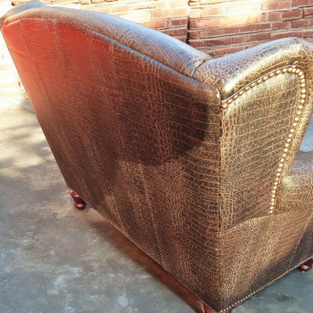 Vintage Royale Usa 'Croc' Wingback Chair & Half, Pillow & Ottoman For Sale - Image 12 of 12