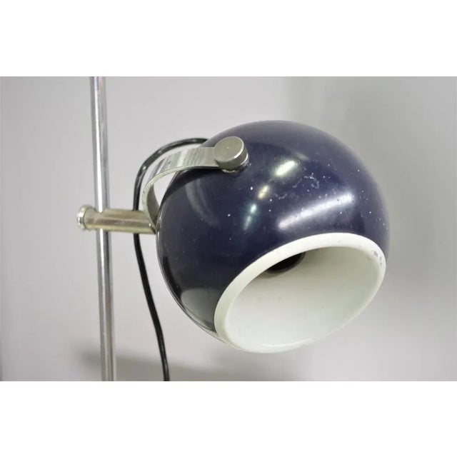 Space Age Blue Table Lamp, Goffredo Reggiani design in chromed iron, height and inclination of adjustable light, 70s. I...