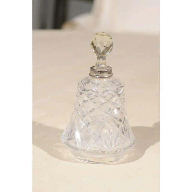 1920s Small French Crystal Toiletry Bottle with Silver Neck & Diamond Motifs For Sale - Image 10 of 12
