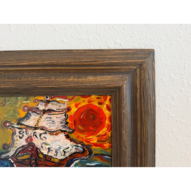 Modern Serg Graff Acrylic Painting Ship Seascape "Tempest" Expressionist Modern Art Coa For Sale - Image 3 of 8