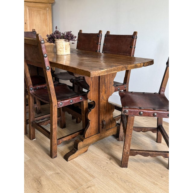 19th Century Antique French Dining Table with Oak/Ash base, Fruitwood Top For Sale - Image 5 of 10