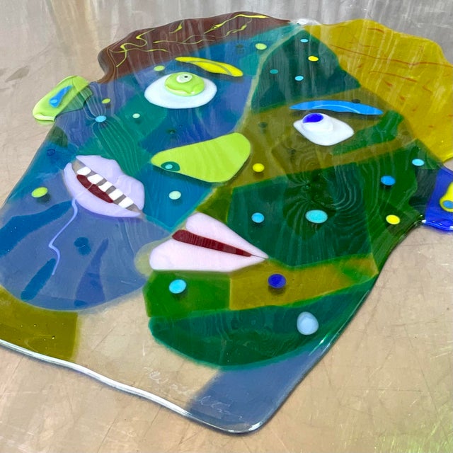 Vintage Contemporary Fused Glass Faces Wall Sculpture Chairish